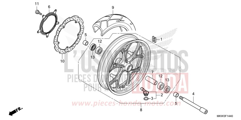 ROUE AVANT von NC750X DCT GLINT WAVE BLUE METALLIC (B197) von 2021